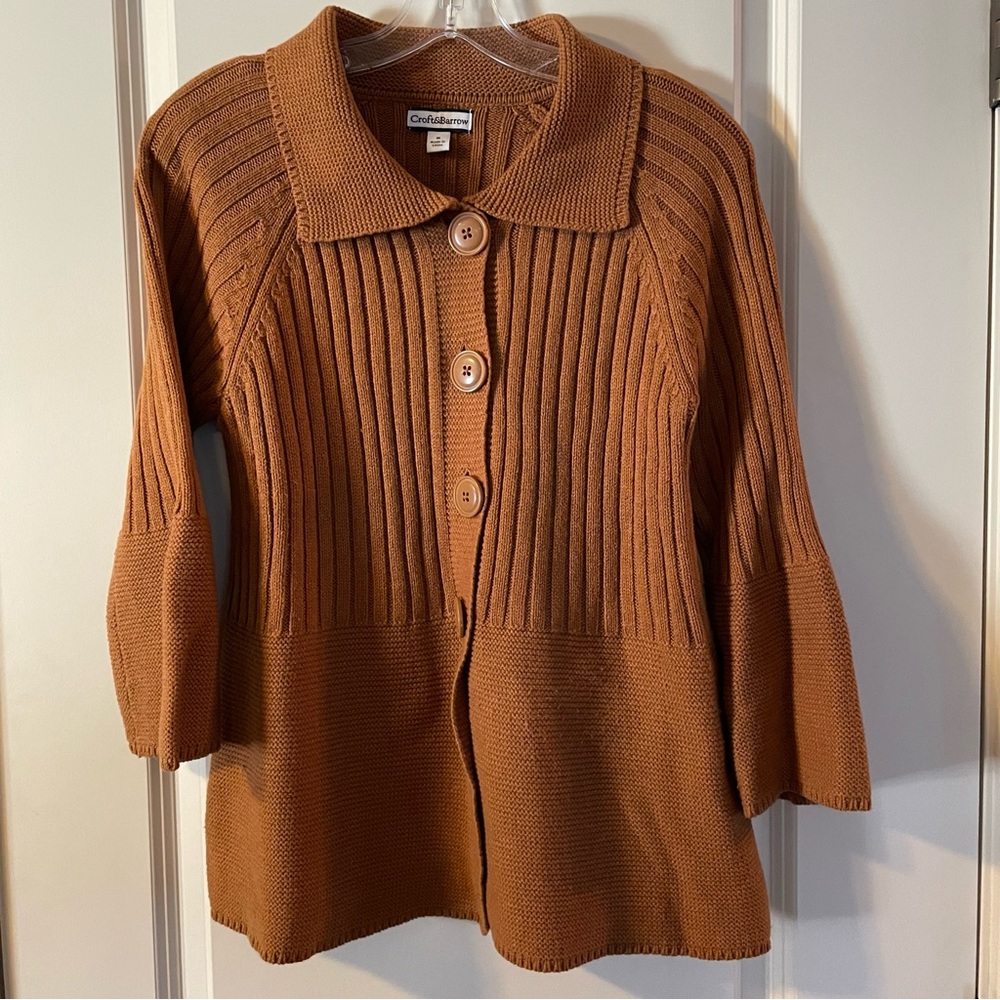 Croft & Barrow Rust Button Up Collared Sweater